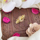 Vriksham Peacock Red White Stone Saree Pin-Saree Brooch-G17329